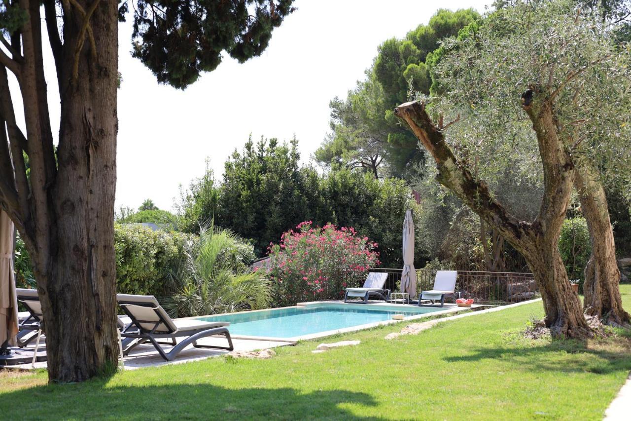 L'Elegante Bastide En Pierre Avec Vue Sur Le Vieux Village De Mougins Exteriör bild